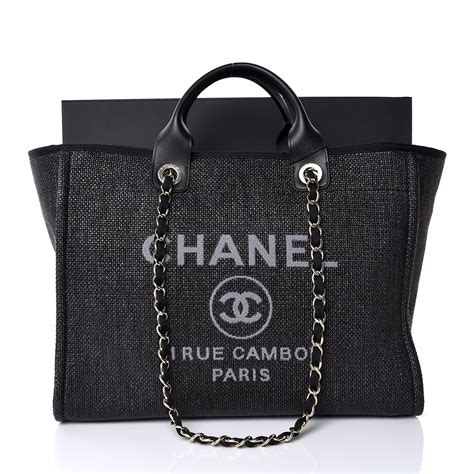 chanel black deauville tote|chanel deauville tote for sale.